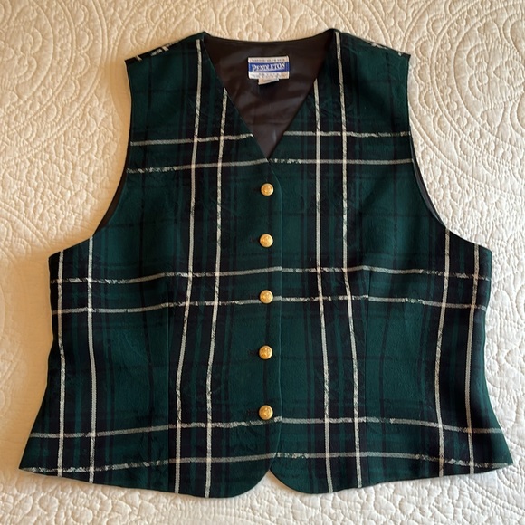 Pendleton Jackets & Blazers - Pendleton Petite Wool Vest Women’s 16 Plaid Green Black Academia Classic Preppy